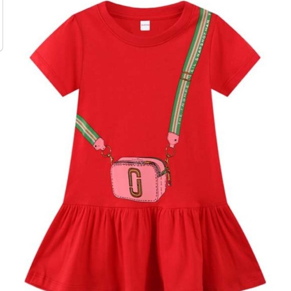 Penelope Plumm Red little girl summer bag design size 7 (D14)